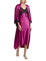 Peony Glamour Lace-Trim Robe