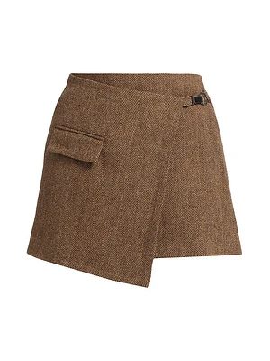 Cara Herringbone Wool Miniskirt
