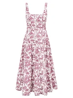 Wells Tropical Toile Midi-Dress