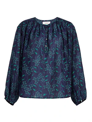 Felice Printed Cotton & Silk Peasant Top