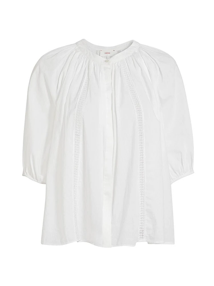 Evynn Lace-Trimmed Cotton Top