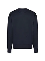 Cotton Crewneck Sweatshirt with Inlaid V