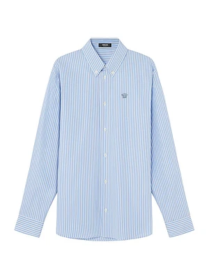 Medusa Embroidery Striped Cotton Poplin Shirt