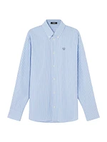 Medusa Embroidery Striped Cotton Poplin Shirt
