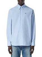 Medusa Embroidery Striped Cotton Poplin Shirt