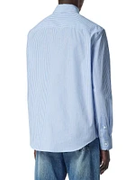 Medusa Embroidery Striped Cotton Poplin Shirt