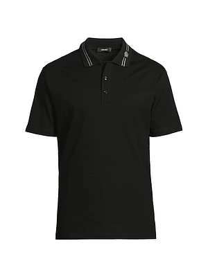 Medusa Embroidered Pique Polo Shirt