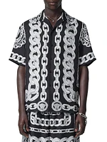 Medusa Chains Print Silk Twill Shirt