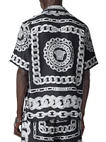 Medusa Chains Print Silk Twill Shirt