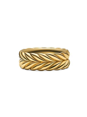 Chevron Band Ring in 18K Yellow Gold, 9MM