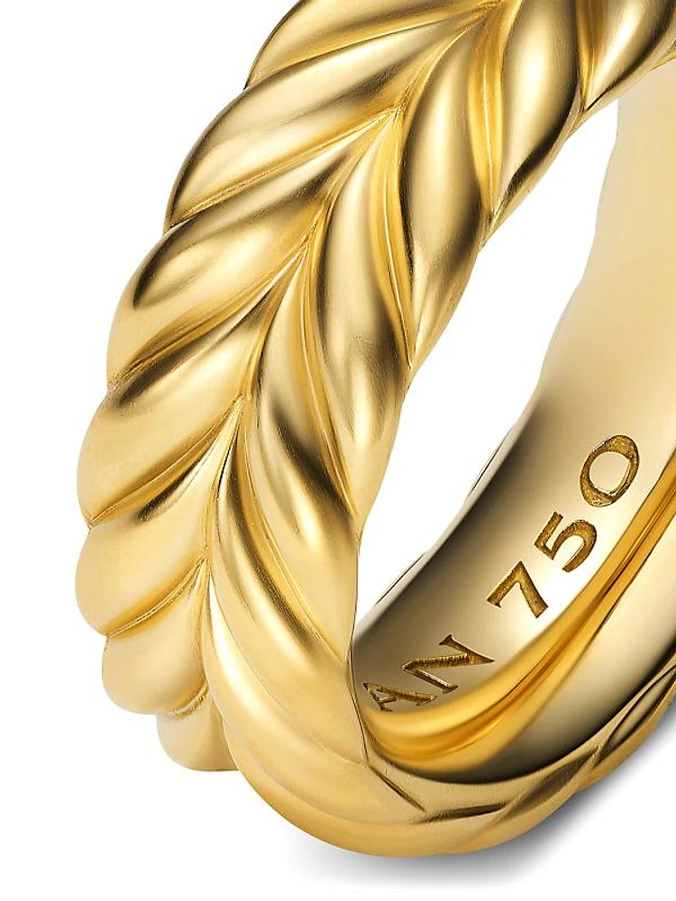 Chevron Band Ring in 18K Yellow Gold, 9MM