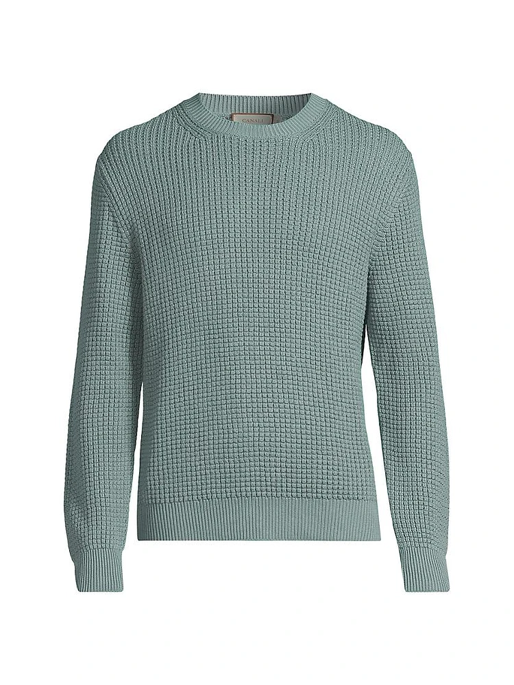Honeycomb Cotton-Blend Crewneck Sweater