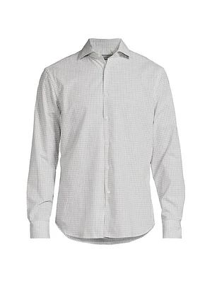 Gingham Cotton-Linen Button-Front Shirt