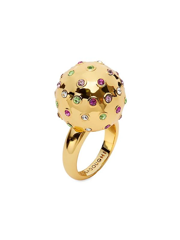 Dome 14K-Gold-Plated & Crystal Ring