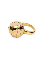 Dome 14K-Gold-Plated & Crystal Ring