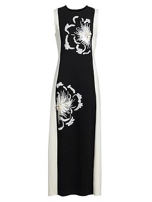 Colette Sequined Floral Stretch-Crêpe Midi-Dress