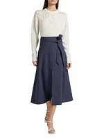 Hudson Stretch-Wool Midi-Skirt