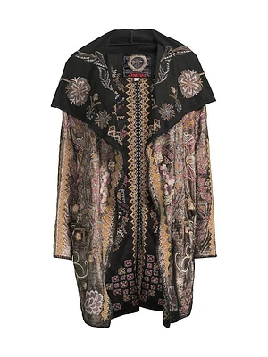 Biya Metallic Embroidered Hooded Jacket