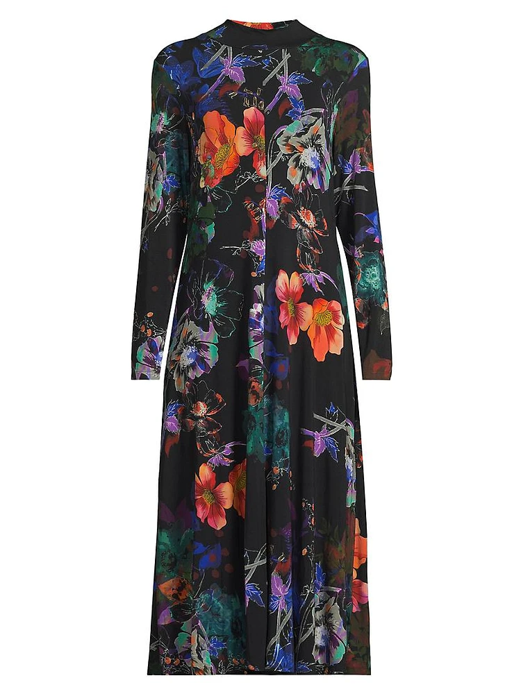 The Janie Floral Mockneck Midi-Dress