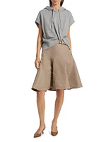 Cotton Hooded Combo Mini-Dress