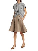 Cotton Hooded Combo Mini-Dress