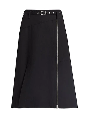 Belted Utility Midi-Skirt