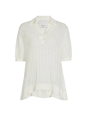 Airy Open Cable Double-Layer Polo Shirt