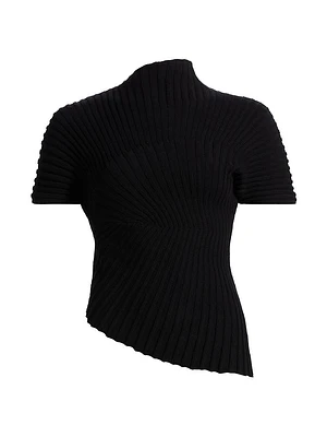 Annemie Asymmetric Cotton Rib-Knit Top