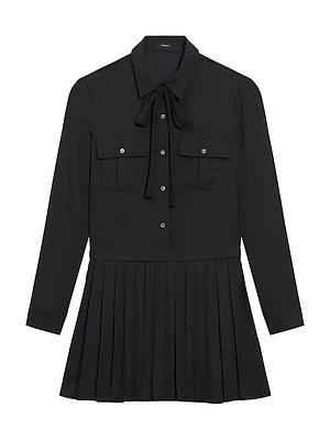 Button-Front Pleated Minidress