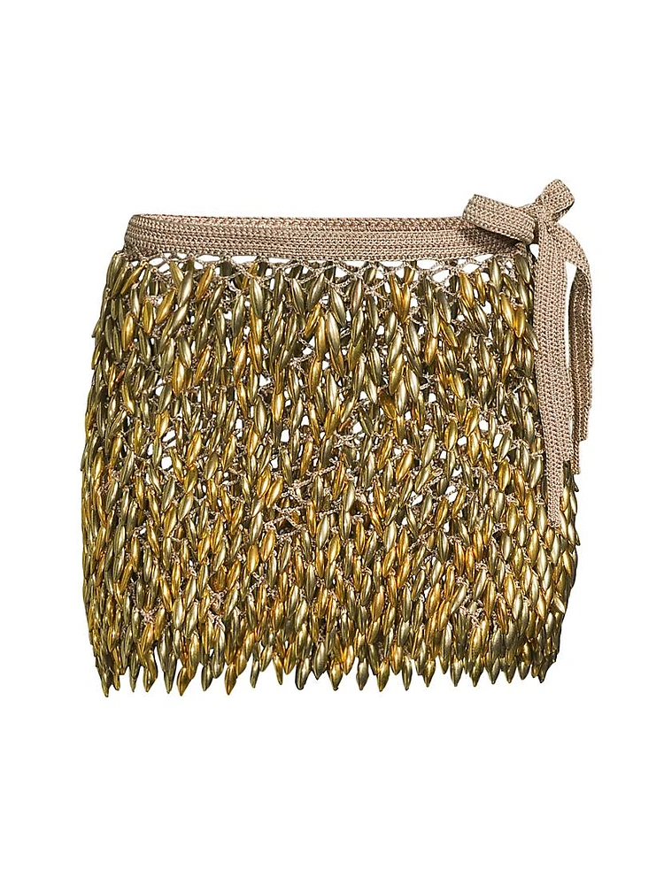 Adora Bead-Detailed Crochet Miniskirt