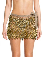Adora Bead-Detailed Crochet Miniskirt