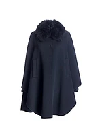 Loro Piana Cashmere Cape with Detachable Fur Collar