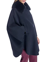 Loro Piana Cashmere Cape with Detachable Fur Collar