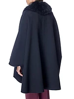 Loro Piana Cashmere Cape with Detachable Fur Collar