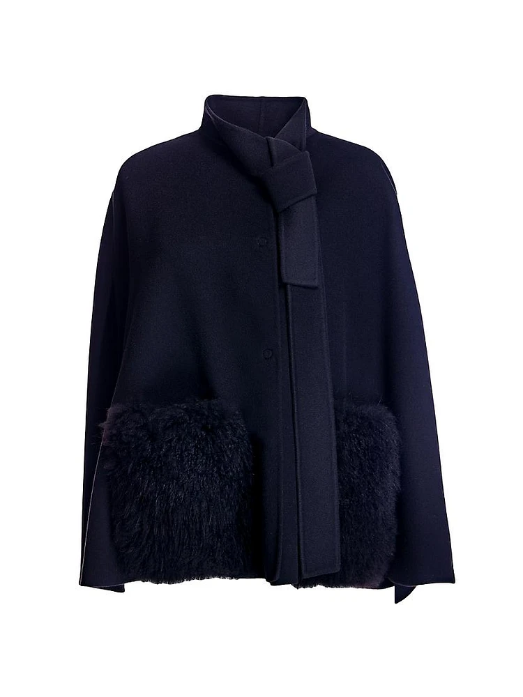 Loro Piana Cashmere Cape with Fur Pockets