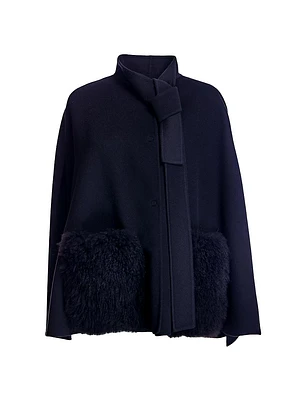 Loro Piana Cashmere Cape with Fur Pockets