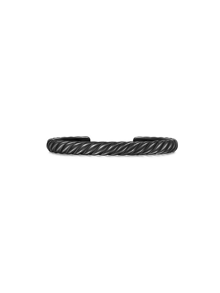 Sculpted Cable Cuff Bracelet Black Titanium, 7MM