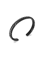 Sculpted Cable Cuff Bracelet Black Titanium, 7MM
