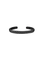 Sculpted Cable Cuff Bracelet Black Titanium, 7MM