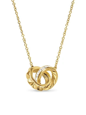 Crossover Trio Chain Necklace in 18K Yellow Gold with Diamonds, 18.5MM