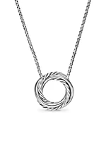 Crossover Pendant Necklace in Sterling Silver with 18K Yellow Gold and Diamonds, 14.5MM