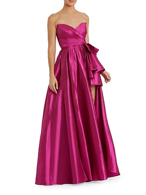 Bow-Detail Satin Taffeta Gown