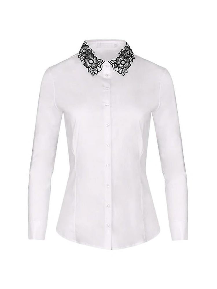 Recueil Embroidered-Collar Shirt