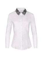 Recueil Embroidered-Collar Shirt