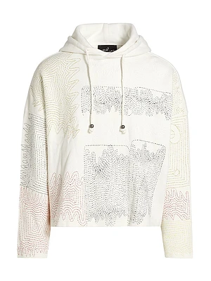 Multicolor Embroidered Drawstring Hoodie