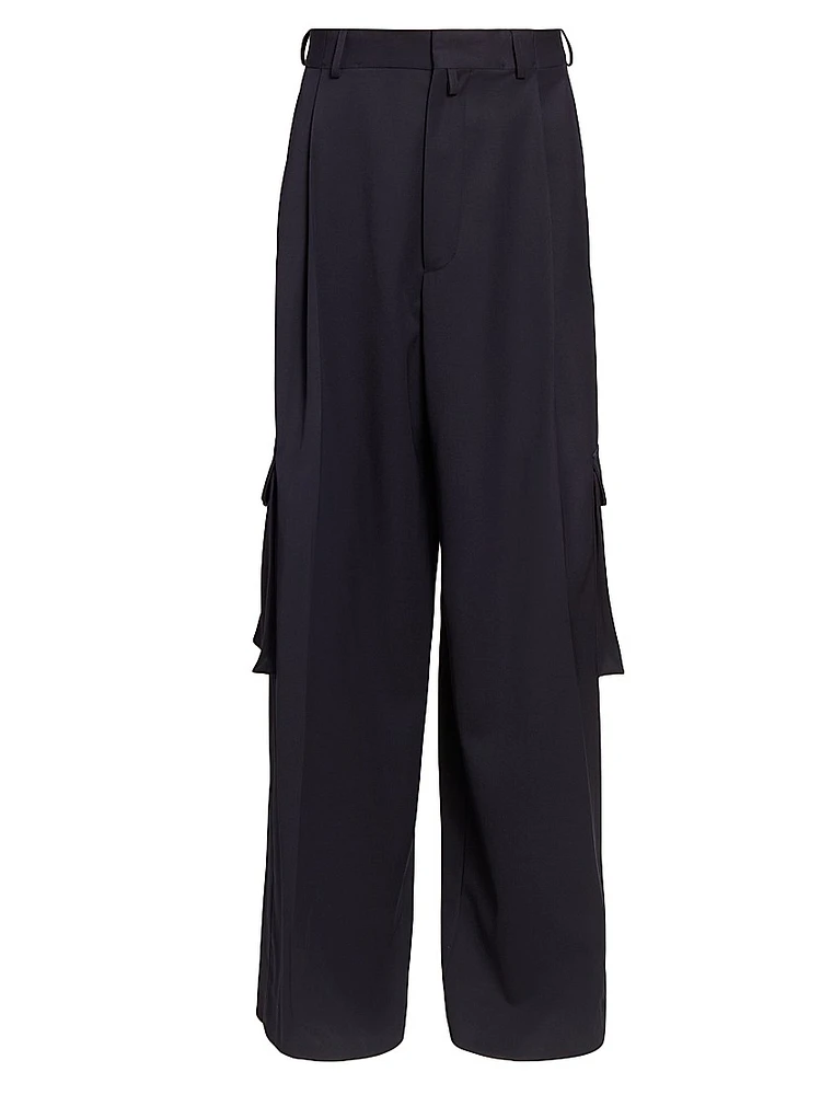 Piers Wool Pleated Cargo Pants