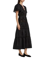 Graciela Lace Trim Short-Sleeve Midi-dress