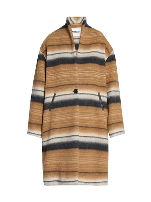 Daby Striped Stretch Wool Coat