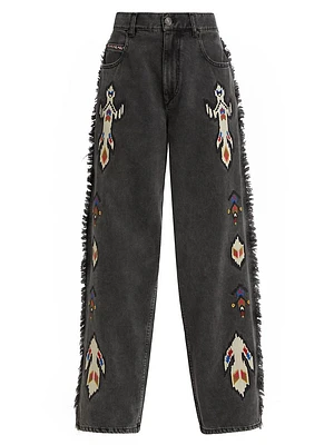 Maella Embroidered Straight-Leg Jeans