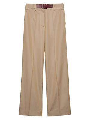 Twill Pants with Leather Belt